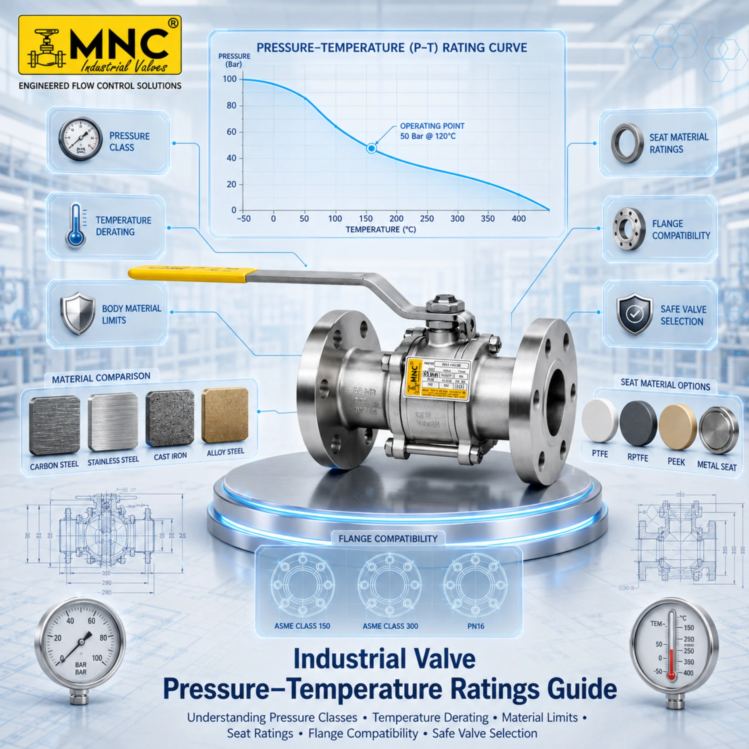 Industrial Valve Pressure Temperature Ratings Guide by MNC Valves Limited